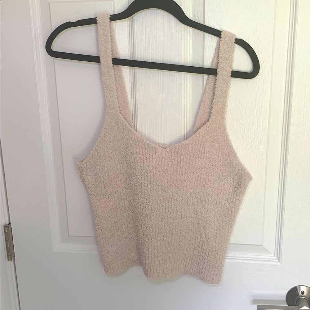 Natural life, cream/ivory fuzzy cropped tank top size extra large